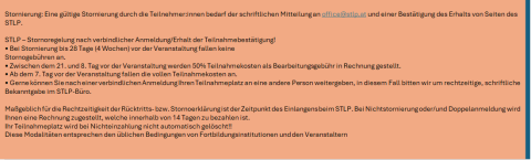 STLP-Stornobedingungen für STLP-Veranstaltungen